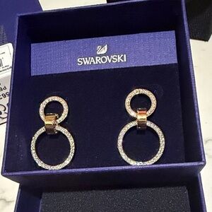 Swarovski Gold and Silver Hoop Earrings